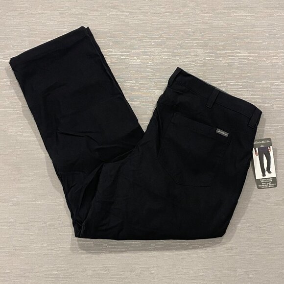 Eddie Bauer Fleece Lined Tech Pants Mens 40 x 30 Black Water Repellent Insulated - Picture 1 of 14